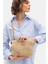 Portföy Clutch Fermuarlı Astarlı Cepli Ayarlanabilir Deri Askılı Ithal Örgü Hasır Yazlık Tatil Çanta 3