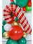 Baston Şeker Folyo Balon Kırmızı Beyaz Yılbaşı Balonu 80CM 1