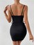 Sexy Yanları Tül & Ipli Korse Askılı Fit Drapeli Mini Party Elbise Siyah 2