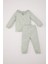 Kız Bebek Pijama Takımı Fırfırlı Yaka Desenli Uzun Kollu Üst Beli Lastikli Alt D7164A524WN 4