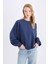 Coool Oversize Geniş Kalıp Bisiklet Yaka Kalın Basic Düz Sweatshirt A4177AX24WN 3