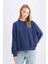 Coool Oversize Geniş Kalıp Bisiklet Yaka Kalın Basic Düz Sweatshirt A4177AX24WN 4