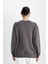 Oversize Geniş Kalıp Bisiklet Yaka Kalın Basic Düz Sweatshirt V2697AZ24WN 6