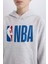 Erkek Çocuk Gri NBA Wordmark Kapüşonlu Kalın Sweatshirt D4857A824WN 5