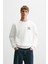 The Champ Clothing Beyaz New York Baskılı Sırt Baskı Detaylı Bisiklet Yaka Oversize Sweatshirt 1