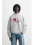 Gri Underground Trajectory Angle Yazılı Bisiklet Yaka Oversize Sweatshirt 3