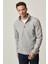 Erkek Gri Anti-pilling Tüylenme Yapmayan Standart Fit Dik Bato Yaka Soğuk Geçirmez Polar Sweatshirt 1
