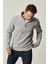 Erkek Gri Anti-pilling Tüylenme Yapmayan Standart Fit Dik Bato Yaka Soğuk Geçirmez Polar Sweatshirt 5