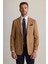 Erkek Camel Regular Fit Mono Yaka Yün-Kaşmir Karışımlı Blazer Ceket 1