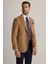 Erkek Camel Regular Fit Mono Yaka Yün-Kaşmir Karışımlı Blazer Ceket 3