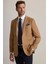 Erkek Camel Regular Fit Mono Yaka Yün-Kaşmir Karışımlı Blazer Ceket 4