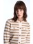 Camel Düğme Detaylı Çizgili Triko Kazak 2