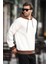 Ekru Renk Bloklu Kapüşonlu Sweatshirt 7073 1