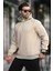 Bej Renk Bloklu Kapüşonlu Sweatshirt 7073 1