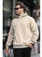 Bej Renk Bloklu Kapüşonlu Sweatshirt 7073 2