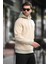 Bej Renk Bloklu Kapüşonlu Sweatshirt 7073 3