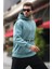 Mavi Kapüşonlu Baskılı Cep Detaylı Sweatshirt E7076 1