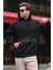 Siyah Kapüşonlu Baskılı Cep Detaylı Sweatshirt E7076 1