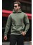 Haki Kapüşonlu Baskılı Cep Detaylı Sweatshirt E7076 2