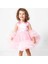 Kız Çocuk Pembe Tüllü Fırfırlı Saten Elbise - 1015048 1