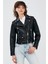 Newage Kadın Siyah Biker Deri Ceket 5