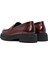 Kadın Bordo Kalın Tabanlı Deri Maskülen Loafer 24WFD236322 5