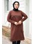 More You Baskı Tunik 1285 - Acı Kahve 1