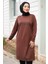 More You Baskı Tunik 1285 - Acı Kahve 2