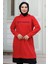Good Baskı Kapüşonlu Tunik 1284 - Kırmızı 2
