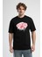 Rockefella Siyah Bisiklet Yaka Baskılı Oversize Erkek Tshirt 1