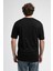 Rockefella Siyah Bisiklet Yaka Baskılı Oversize Erkek Tshirt 3