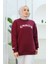 Nakış Detaylı Oversize Sweat Bordo 4