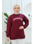 Nakış Detaylı Oversize Sweat Bordo 1