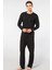 Erkek Yuvarlak Yaka Uzunkol Pijama Takım, %50 Modal, %50 Pamuk Alt Pijama Ceplidir 1