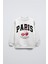 Beyaz Bisiklet Yaka Paris Yazılı Cherries Baskılı Oversize Çocuk Sweatshirt 1