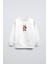 Beyaz Bisiklet Yaka Gözlüklü Ayıcık Baskılı Oversize Çocuk Sweatshirt 1