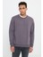 Erkek Koyu Gri Standart Fit Normal Kesim Bisiklet Yaka 3 Iplik Pamuklu Sweatshirt 1