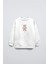 Beyaz Çocuk Çiçekli Ayıcık Baskılı Bisiklet Yaka Oversize Sweatshirt 1