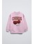 Pembe Çocuk Cherries Baskılı Bisiklet Yaka Basic Sweatshirt 1