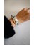 Siyah Beyaz Desen Deri Gold Detaylı Bileklik Choker 1