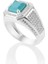 Turkuaz Zirkon Taşı 925 Ayar Gümüş Erkek Yüzük 4
