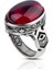 Kırmızı Zirkon Taşı 925 Ayar Gümüş Erkek Yüzük 3