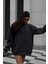 Siyah Unısex Yumuşacık Kumaşlı Oversize Fit Ici Polarlı Basic Kapüşonlu Sweatshirt Hoodie 1