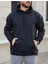 Siyah Renkli Kapüşonlu Kanguru Cepli Sweatshirt 1