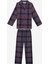 Pamuklu Unisex Çocuk Navy Plaid Fam Kırmızı Gömlek Pijama Takımı 1