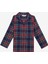 Pamuklu Unisex Çocuk Navy Plaid Fam Kırmızı Gömlek Pijama Takımı 2