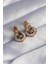 316L Çelik Gold Renk Zirkon Taşlı İç İçe Geçmeli Oval Küpe - TJ-BKP9014 2