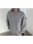 Kışlık Bisiklet Yaka Üç Iplik Basic Sweatshirt - Gri 2