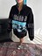 Yarım Fermuarlı Oversize Baskılı Sweatshirt - Siyah 2