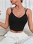 U Yaka Çapraz Askılı Siyah Renk Omzu Sırtı Açık Kolsuz Likralı Fit Crop Top Bluz 3